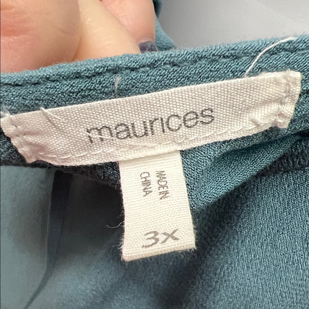 Maurices Teal Crochet Trim V-Neck Tank Top - 3X - Picture 5 of 9
